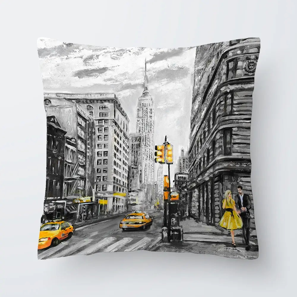 New York In Grey And Yellow Cushion New York In Grey And Yellow Cushion wall art product lisima / Shutterstock