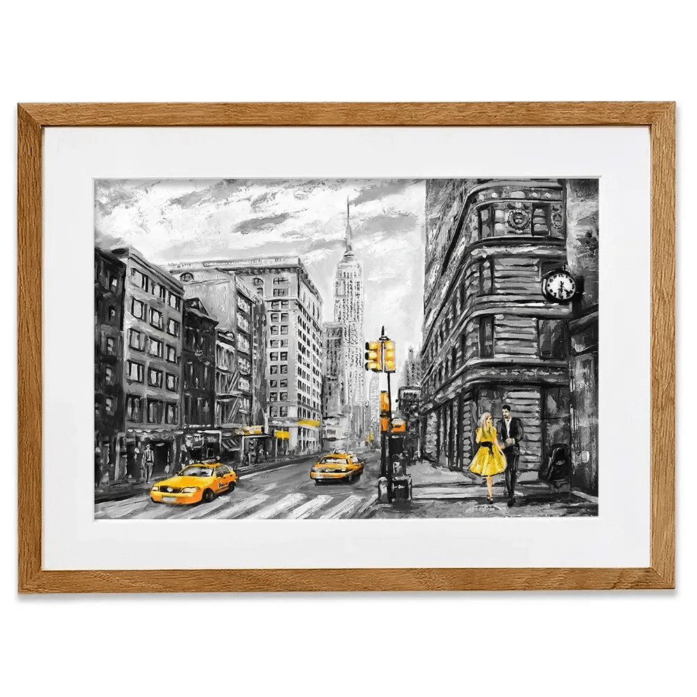 New York In Grey And Yellow Framed Art Print New York In Grey And Yellow Framed Art Print wall art product lisima / Shutterstock