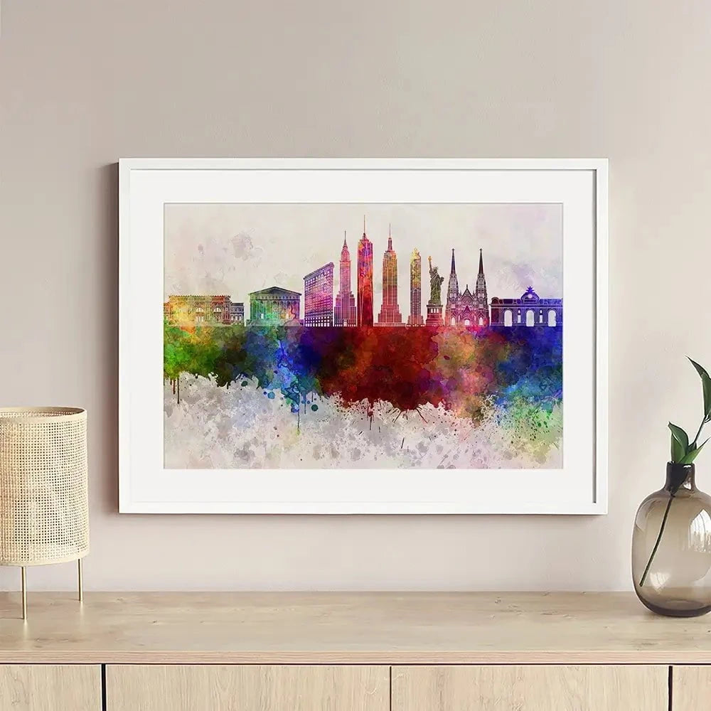 New York Skyline Framed Art Print New York Skyline Framed Art Print wall art product Cristina Romero Palma / Shutterstock