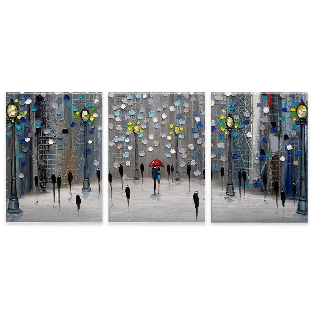 Night City Park Trio Canvas Print Night City Park Trio Canvas Print wall art product Ekaterina Ermilkina
