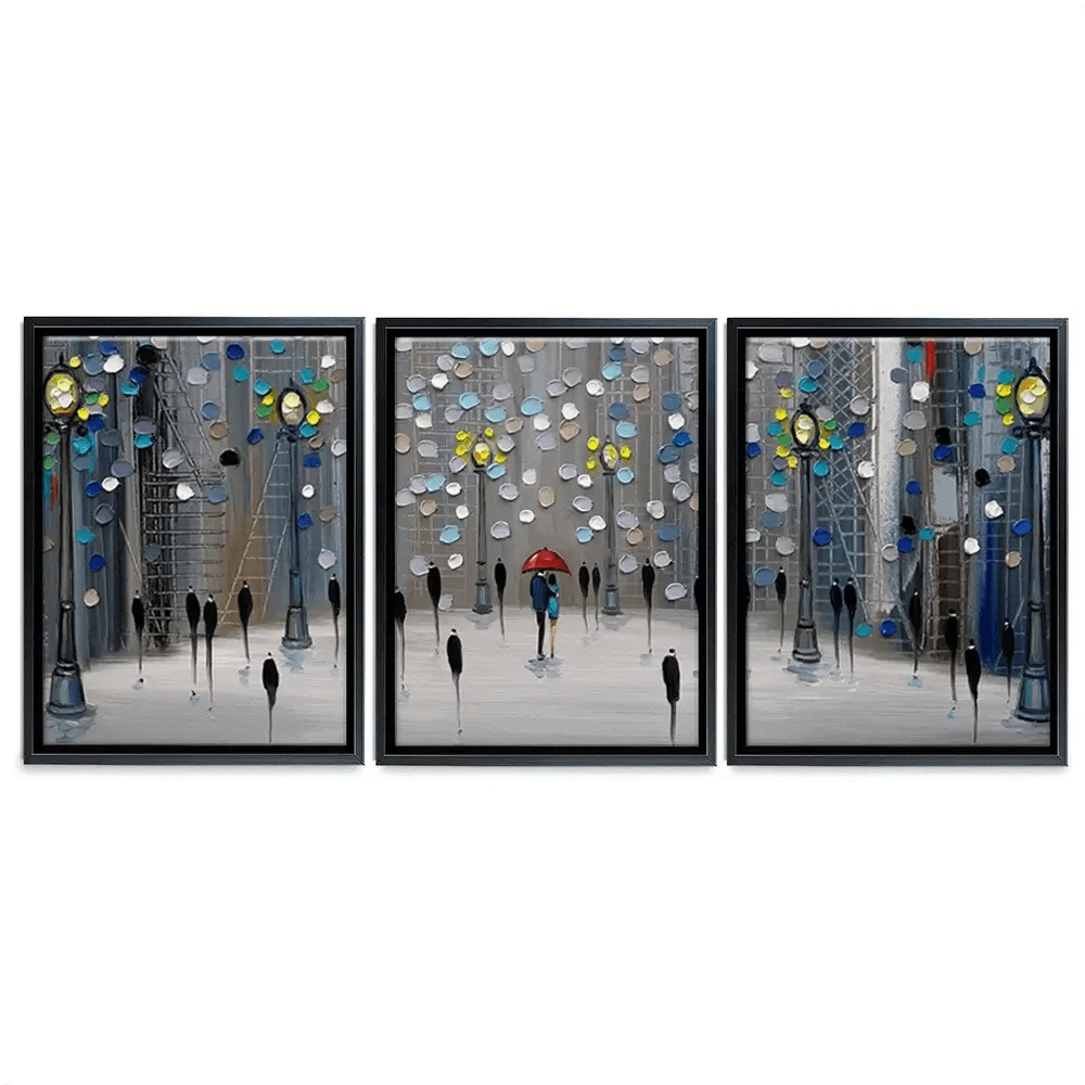 Night City Park Trio Canvas Print Night City Park Trio Canvas Print wall art product Ekaterina Ermilkina
