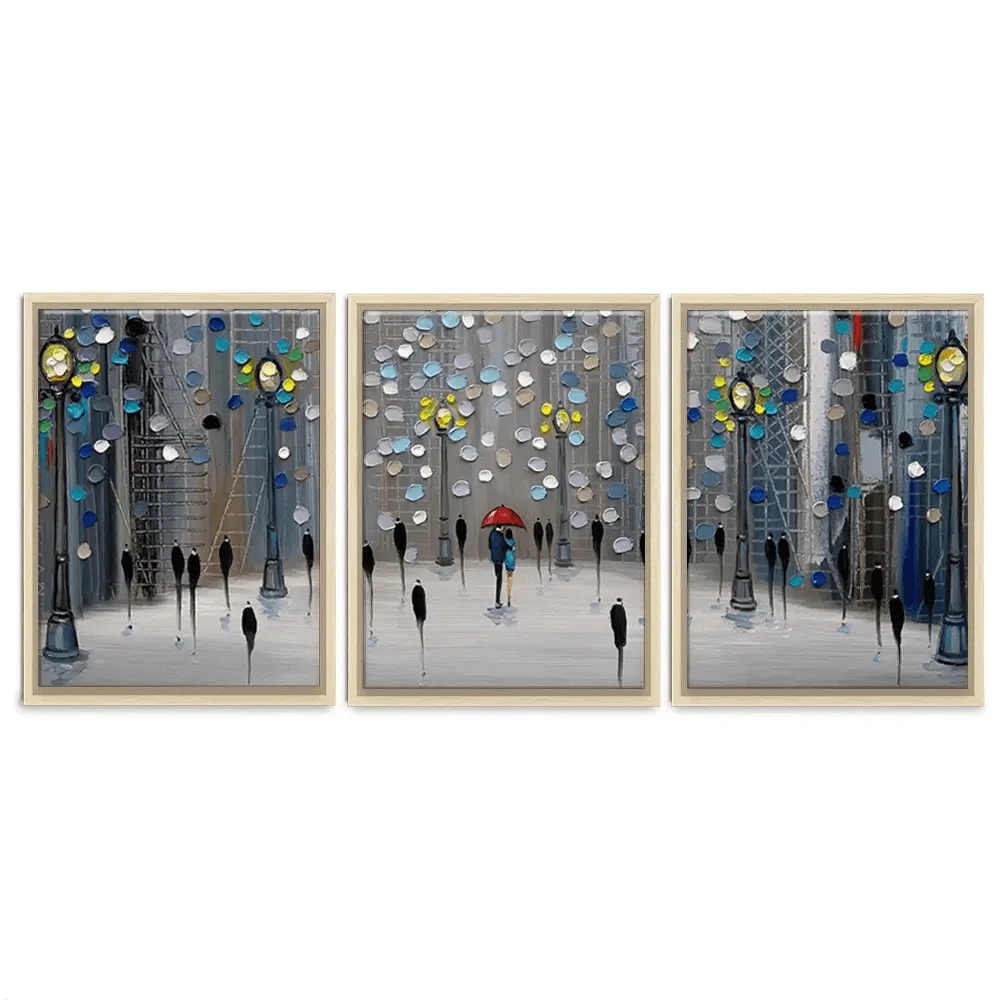 Night City Park Trio Canvas Print Night City Park Trio Canvas Print wall art product Ekaterina Ermilkina