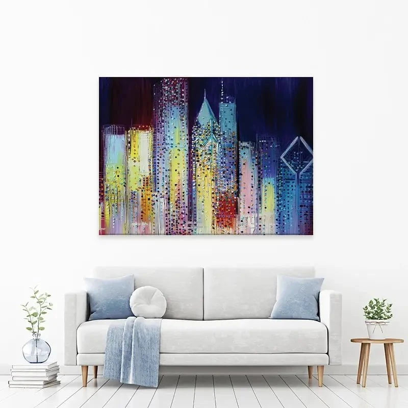 Night Skyline Canvas Print Night Skyline Canvas Print wall art product Ekaterina Ermilkina