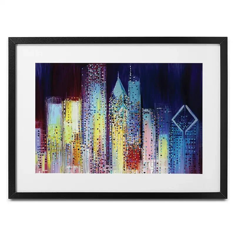 Night Skyline Framed Art Print Night Skyline Framed Art Print wall art product Ekaterina Ermilkina