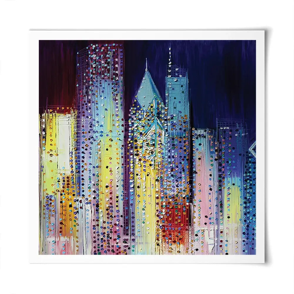 Night Skyline Square Art Print Night Skyline Square Art Print wall art product Art Print Shop