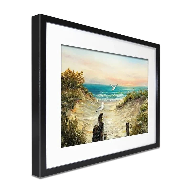 Ocean Beach Dunes Framed Art Print Ocean Beach Dunes Framed Art Print wall art product Boyan Dimitrov / Shutterstock