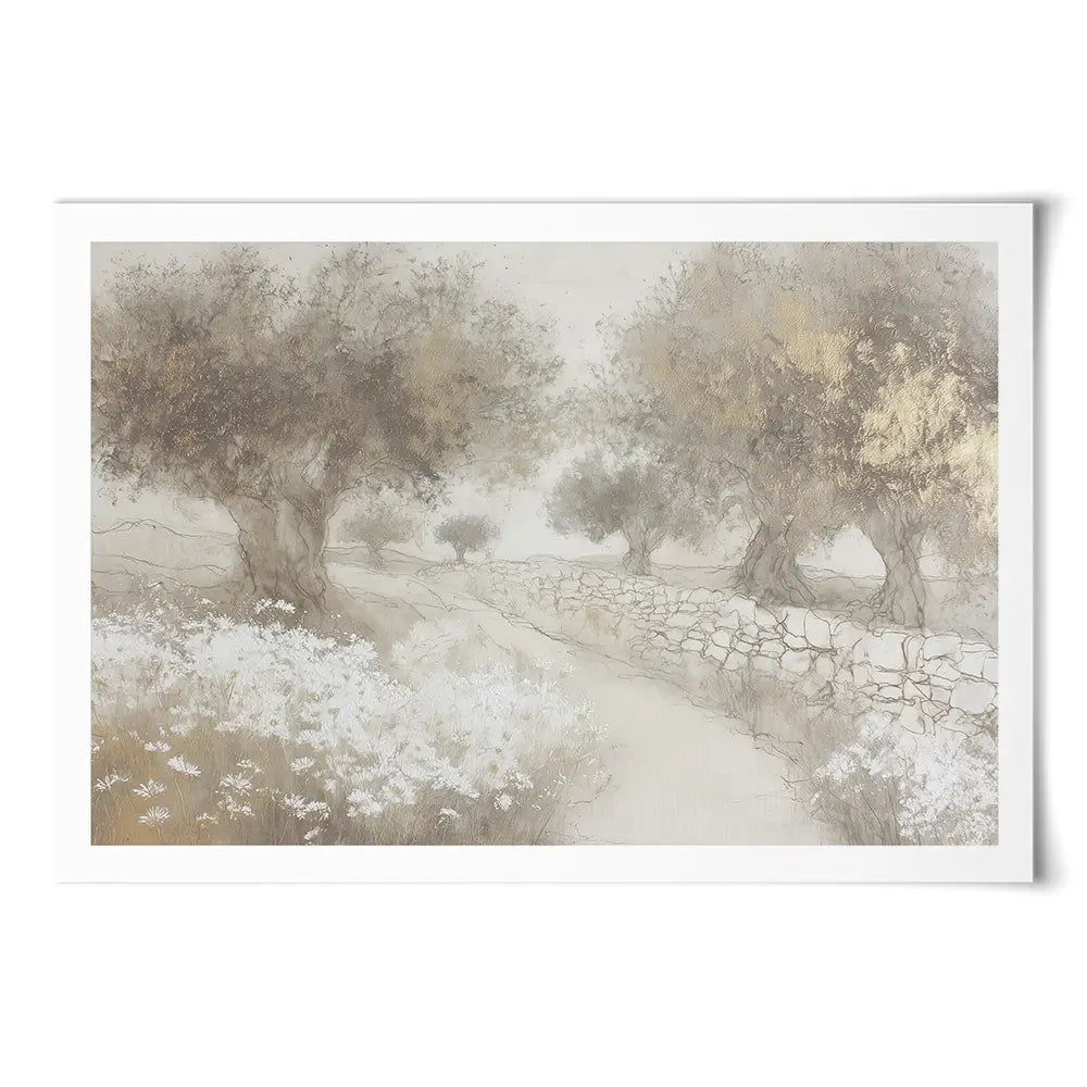 Olive Path With Stones Art Print Olive Path With Stones Art Print wall art product Chromatic Storm Studio