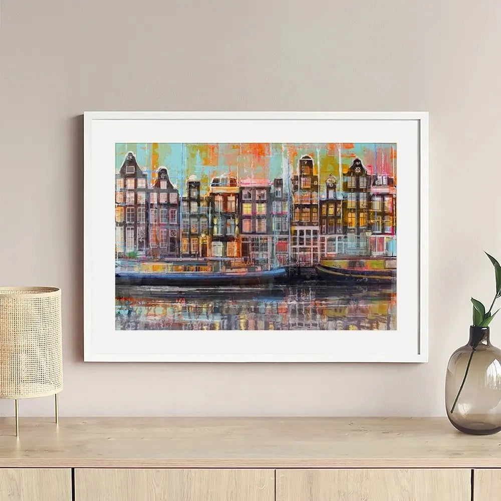 On The Amsterdam Canals Framed Art Print On The Amsterdam Canals Framed Art Print wall art product Studio Paint-Ing