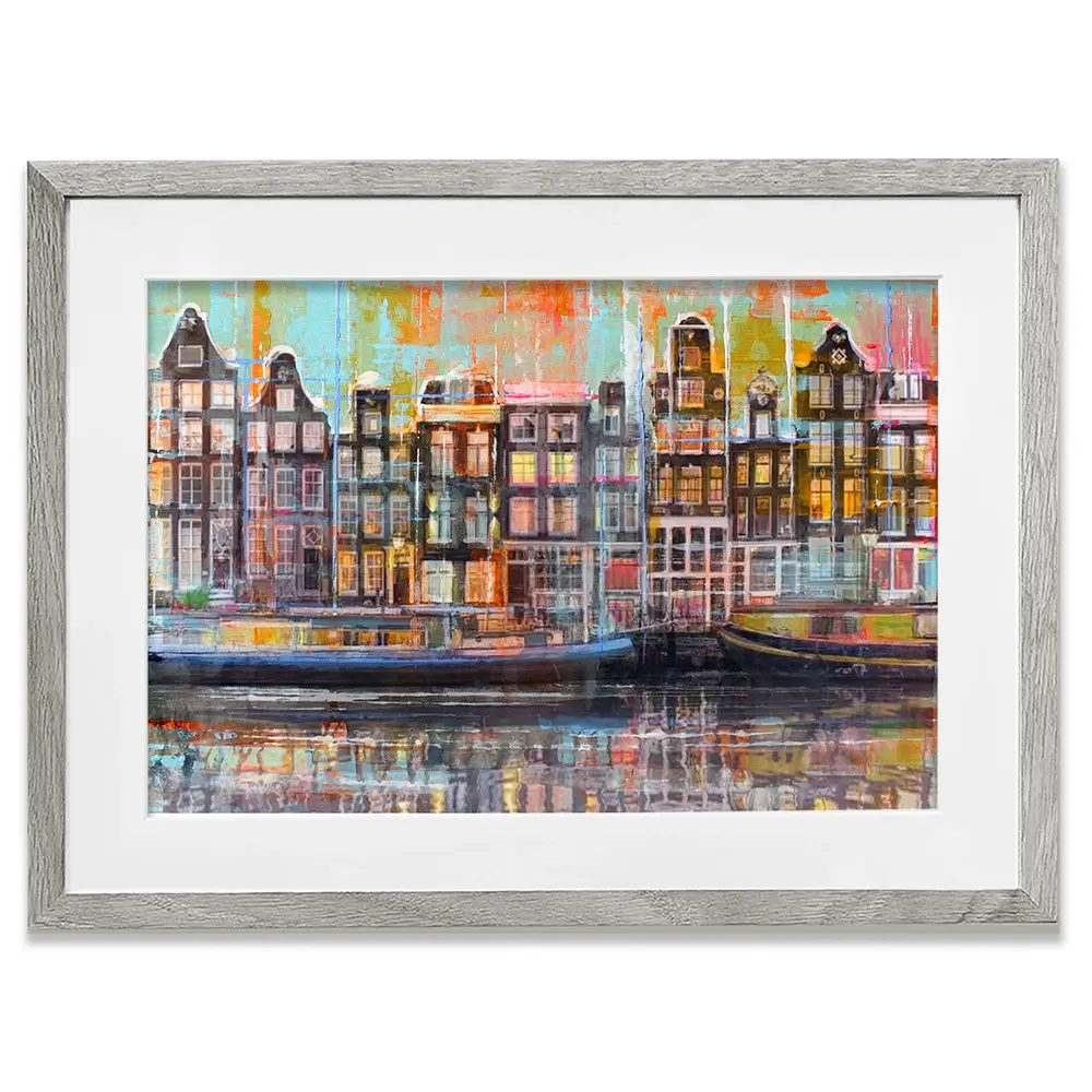 On The Amsterdam Canals Framed Art Print On The Amsterdam Canals Framed Art Print wall art product Studio Paint-Ing