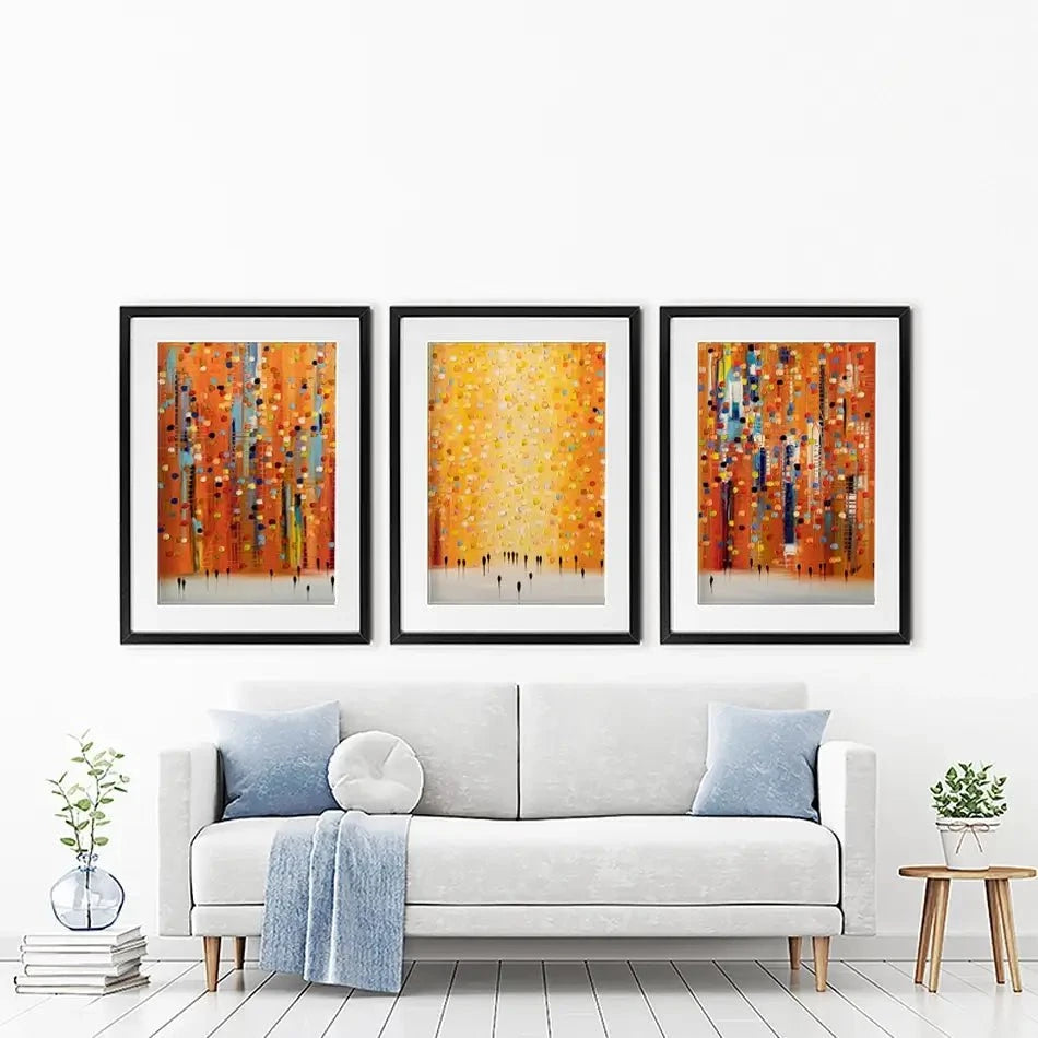 Orange Sunset Stroll Framed Art Print Trio Orange Sunset Stroll Framed Art Print Trio wall art product Ekaterina Ermilkina