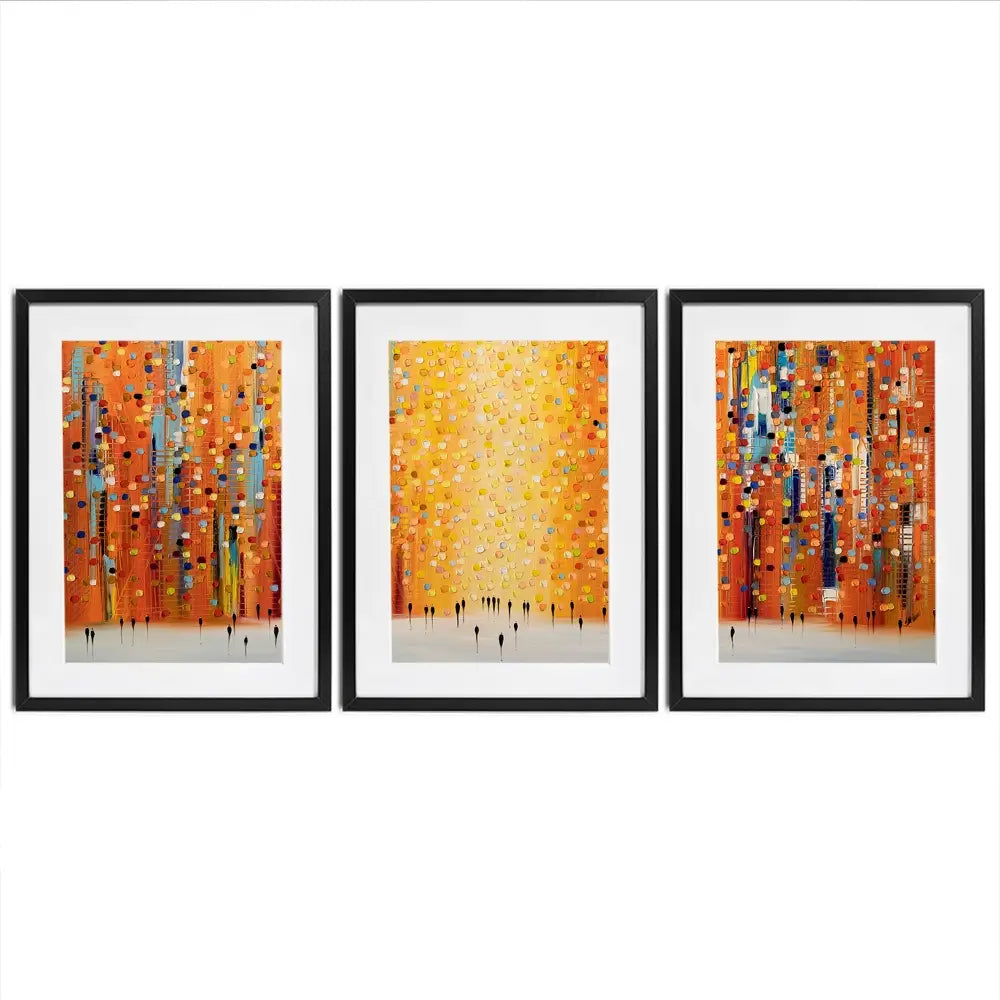 Orange Sunset Stroll Framed Art Print Trio Orange Sunset Stroll Framed Art Print Trio wall art product Ekaterina Ermilkina