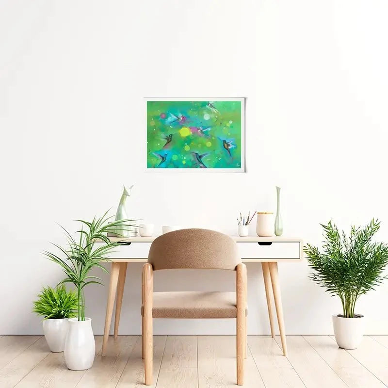 Orbs And Hummingbirds Art Print Orbs And Hummingbirds Art Print wall art product Laure Bury