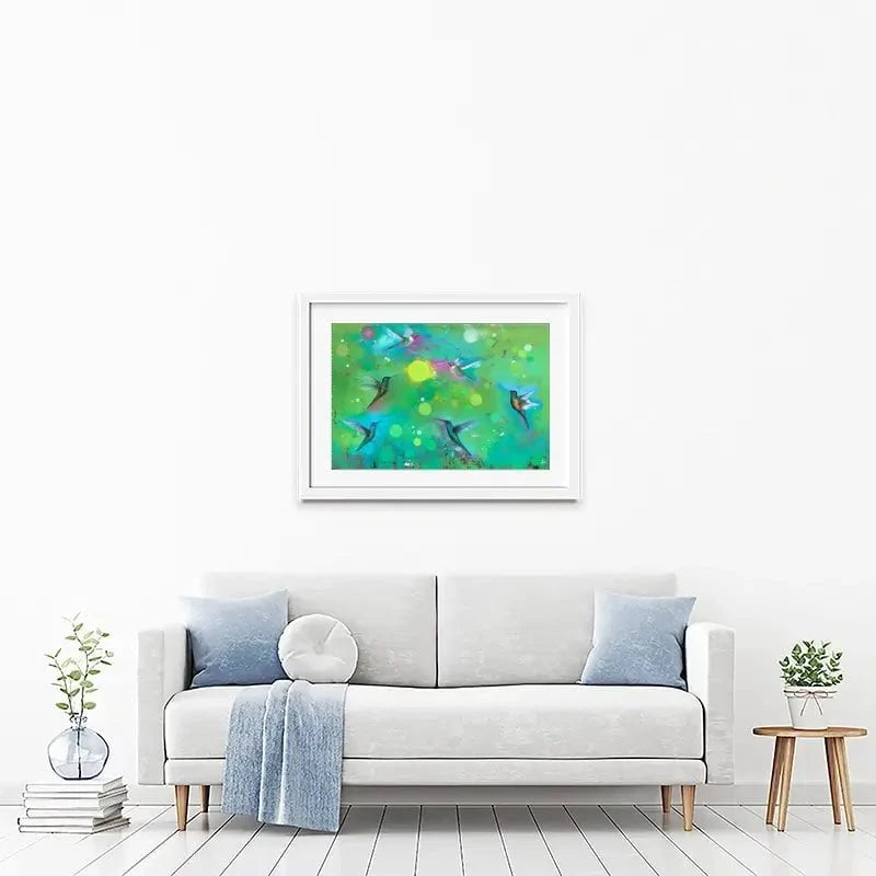 Orbs And Hummingbirds Framed Art Print Orbs And Hummingbirds Framed Art Print wall art product Laure Bury