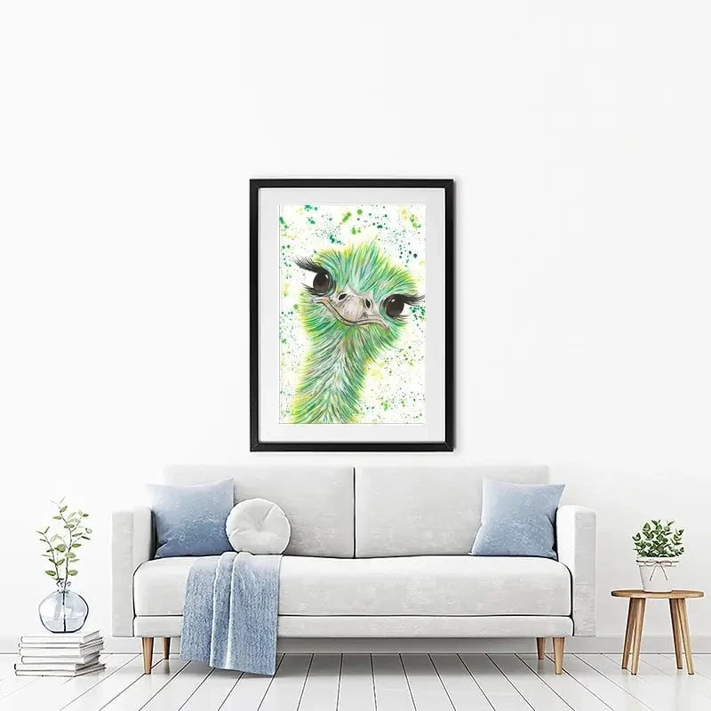 Ostrich Frank Framed Art Print Ostrich Frank Framed Art Print wall art product Emma LC Art