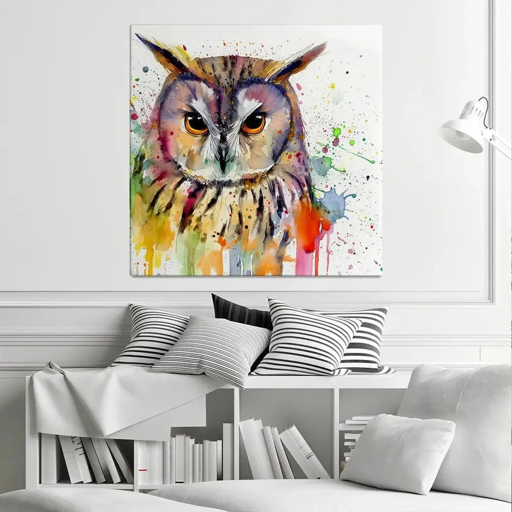 Owl Power Square Canvas Print Owl Power Square Canvas Print wall art product David Alexander Elder