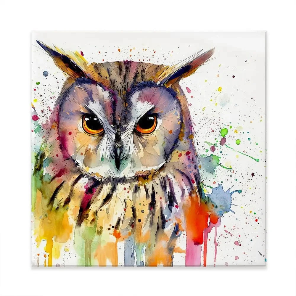 Owl Power Square Canvas Print Owl Power Square Canvas Print wall art product David Alexander Elder
