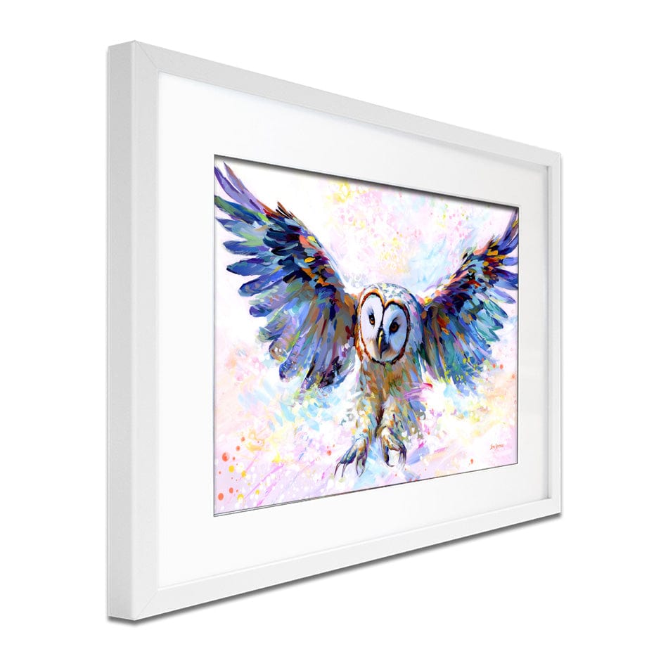 Owls Whisper In The Winter Wind Framed Art Print wall art product Leon Devenice