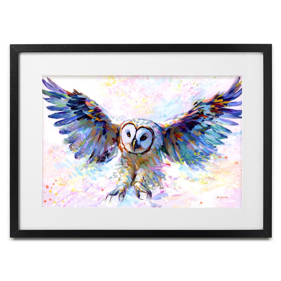 Owls Whisper In The Winter Wind Framed Art Print wall art product Leon Devenice