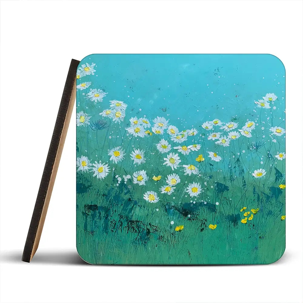 Oxeye Daisies Coaster Set Rainbow Soul Tree Coaster Set | Rainbow Soul Tree Art Coasters wall art product Laure Bury