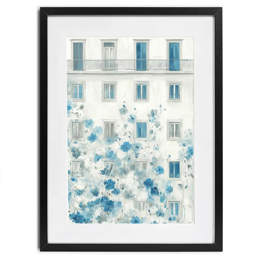 Painterly Façade With Blossoms Framed Art Print Painterly Façade With Blossoms Framed Art Print wall art product Chromatic Storm Studio