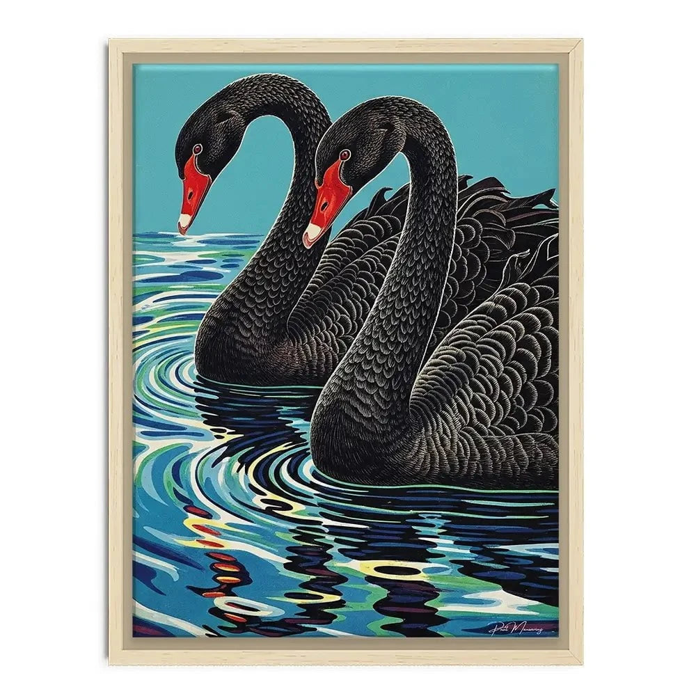 Pair Of Black Swans Canvas Print Pair Of Black Swans Canvas Print wall art product P & M Print Gallery
