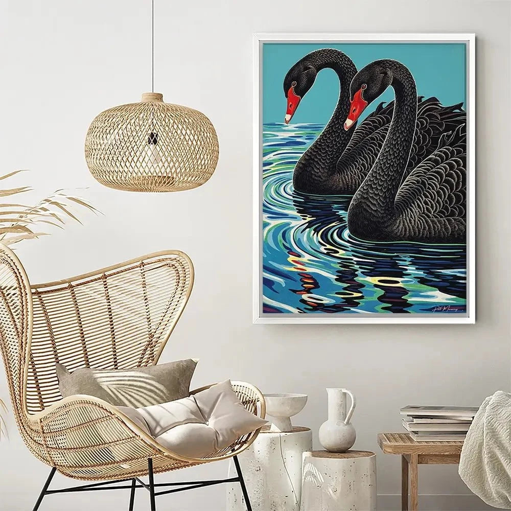 Pair Of Black Swans Canvas Print Pair Of Black Swans Canvas Print wall art product P & M Print Gallery
