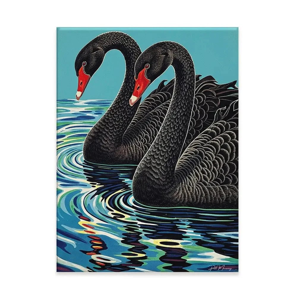 Pair Of Black Swans Canvas Print Pair Of Black Swans Canvas Print wall art product P & M Print Gallery