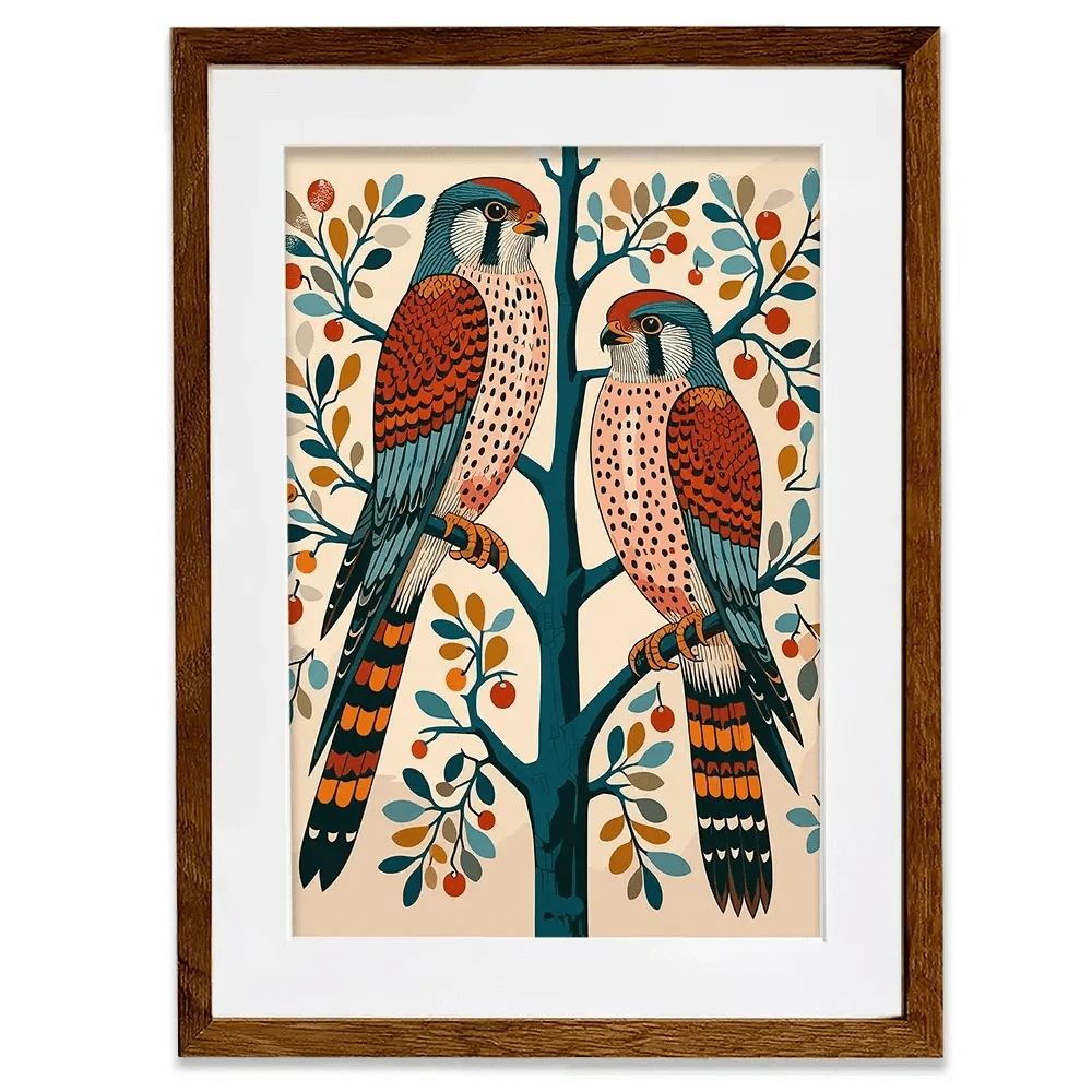 Pair Of Kestrels Framed Art Print Pair Of Kestrels Framed Art Print wall art product P & M Print Gallery