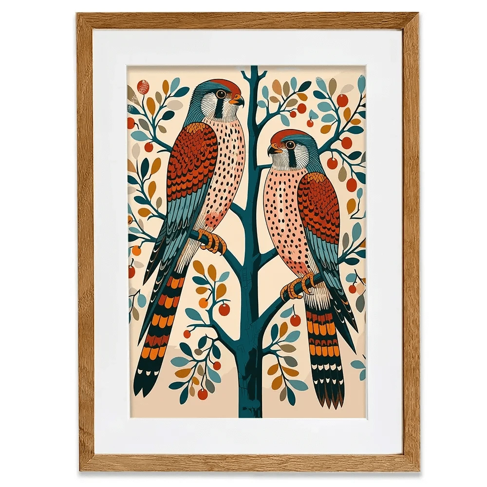Pair Of Kestrels Framed Art Print Pair Of Kestrels Framed Art Print wall art product P & M Print Gallery