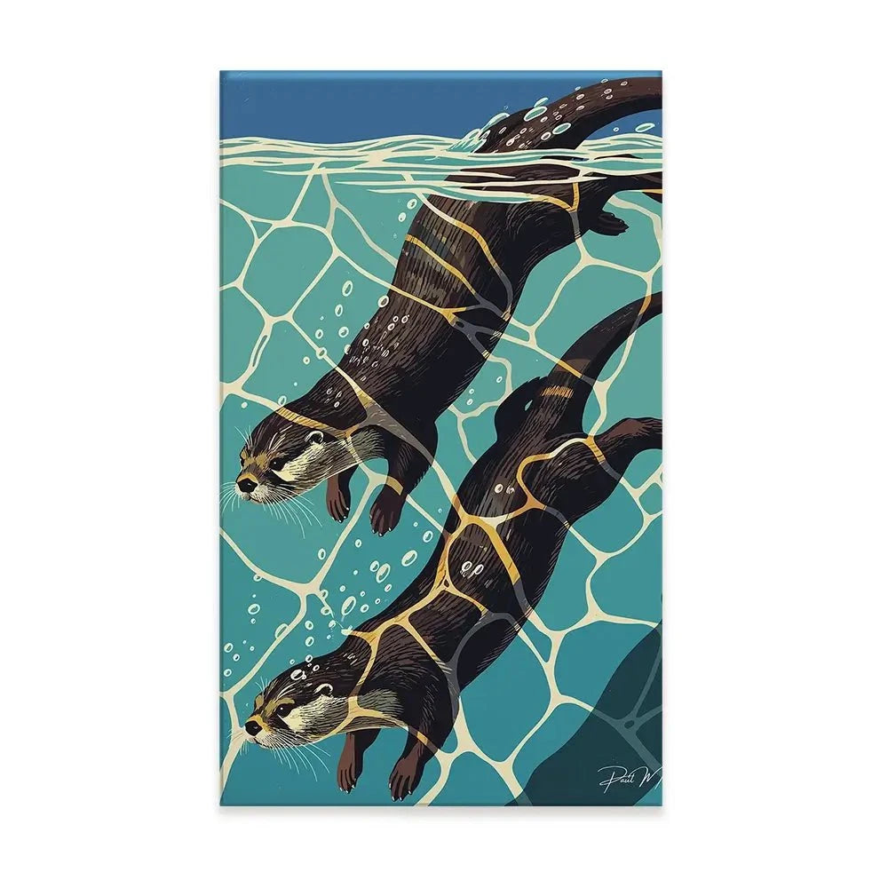 Pair Of Otters Canvas Print Pair Of Otters Canvas Print wall art product P & M Print Gallery