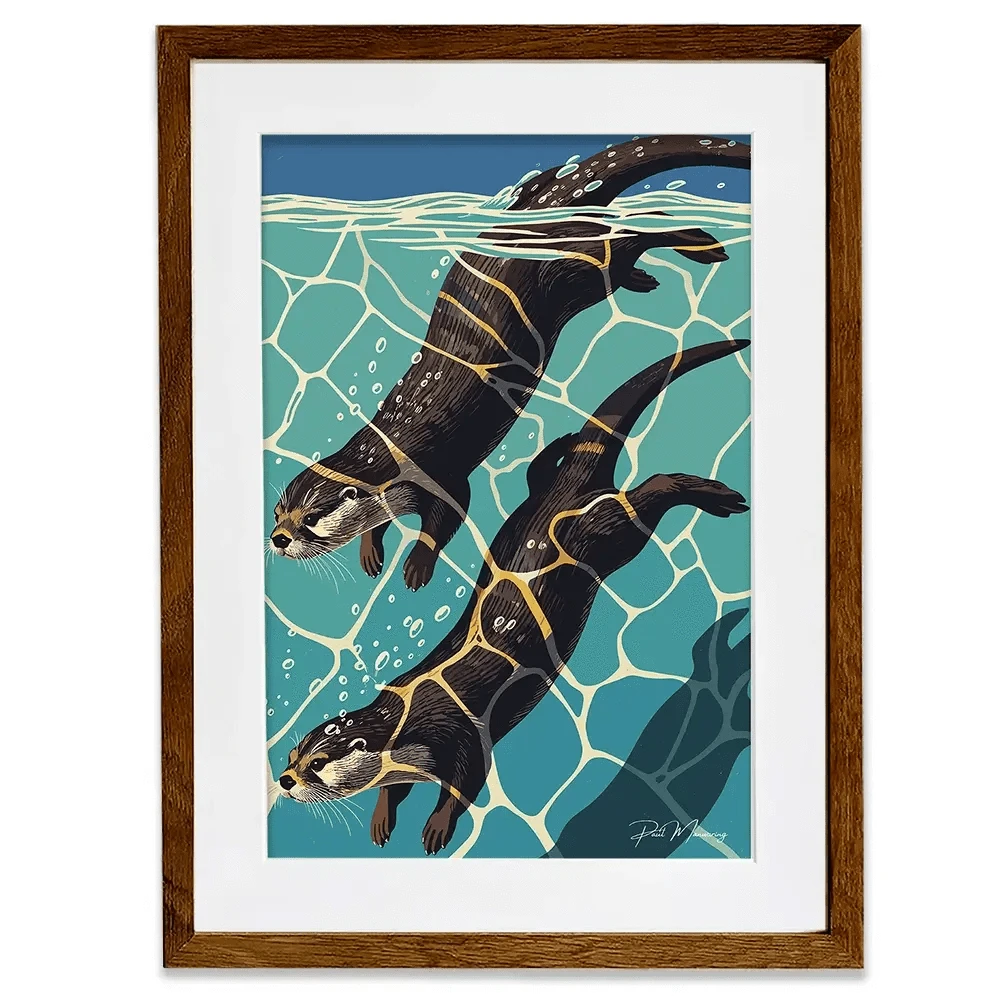 Pair Of Otters Framed Art Print Pair Of Otters Framed Art Print wall art product P & M Print Gallery