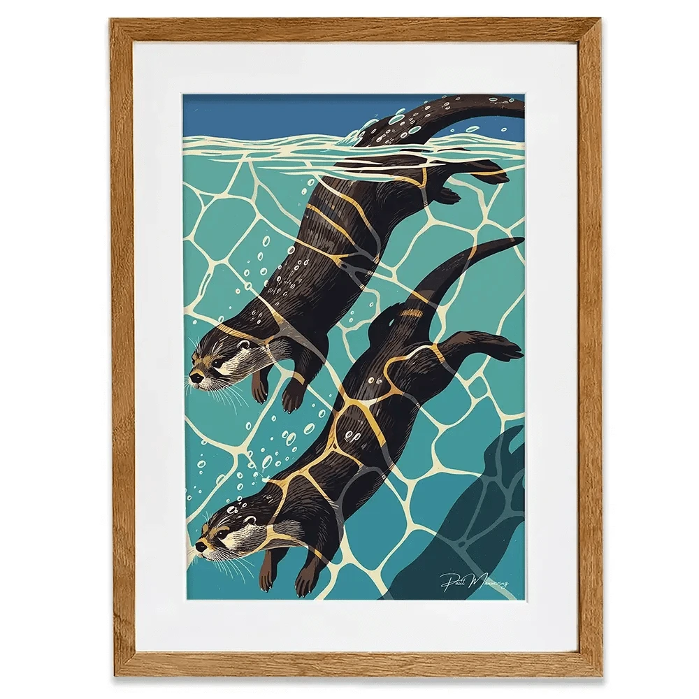 Pair Of Otters Framed Art Print Pair Of Otters Framed Art Print wall art product P & M Print Gallery
