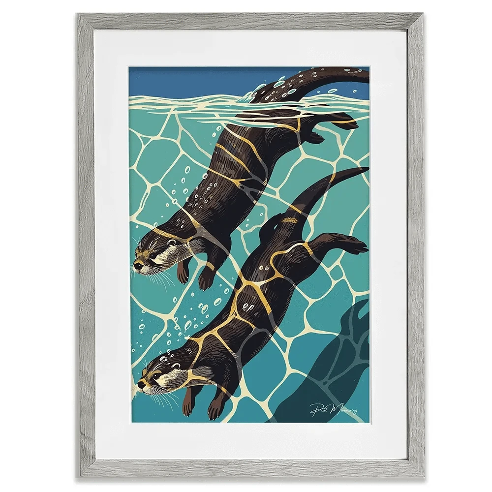 Pair Of Otters Framed Art Print Pair Of Otters Framed Art Print wall art product P & M Print Gallery