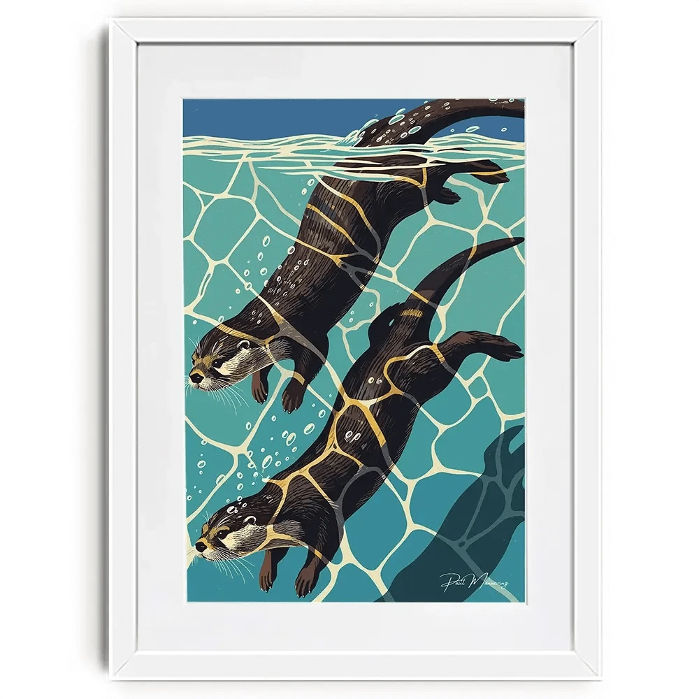 Pair Of Otters Framed Art Print Pair Of Otters Framed Art Print wall art product P & M Print Gallery