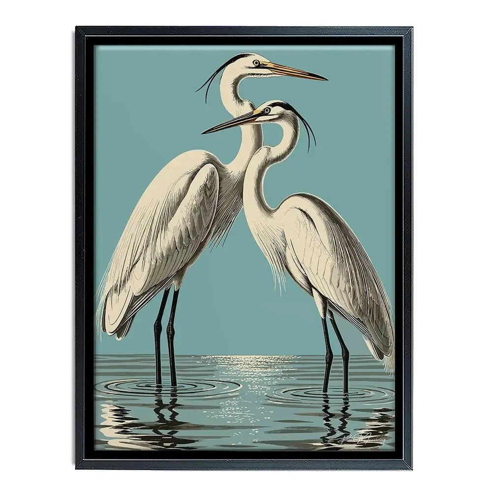 Pair Of White Herons Canvas Print Pair Of White Herons Canvas Print wall art product P & M Print Gallery