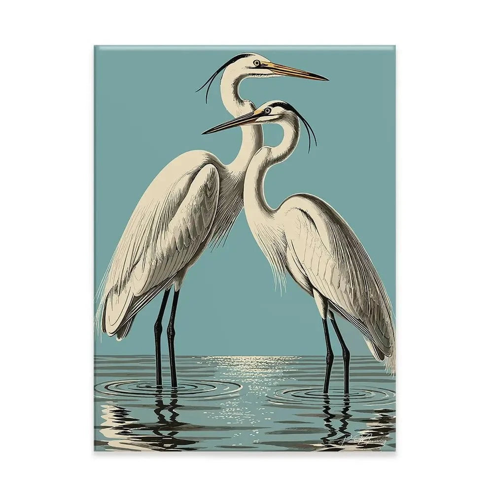 Pair Of White Herons Canvas Print Pair Of White Herons Canvas Print wall art product P & M Print Gallery