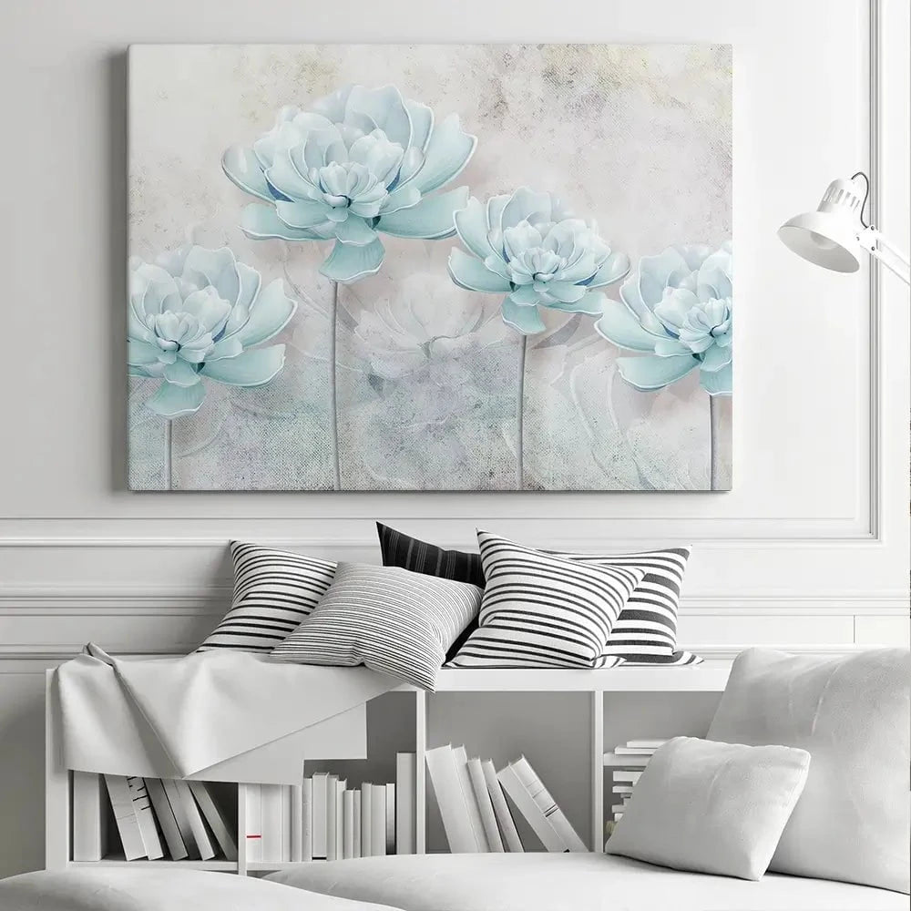 Pale Blue Floral Canvas Print Pale Blue Floral Canvas Print wall art product FLOWER 3D / Shutterstock