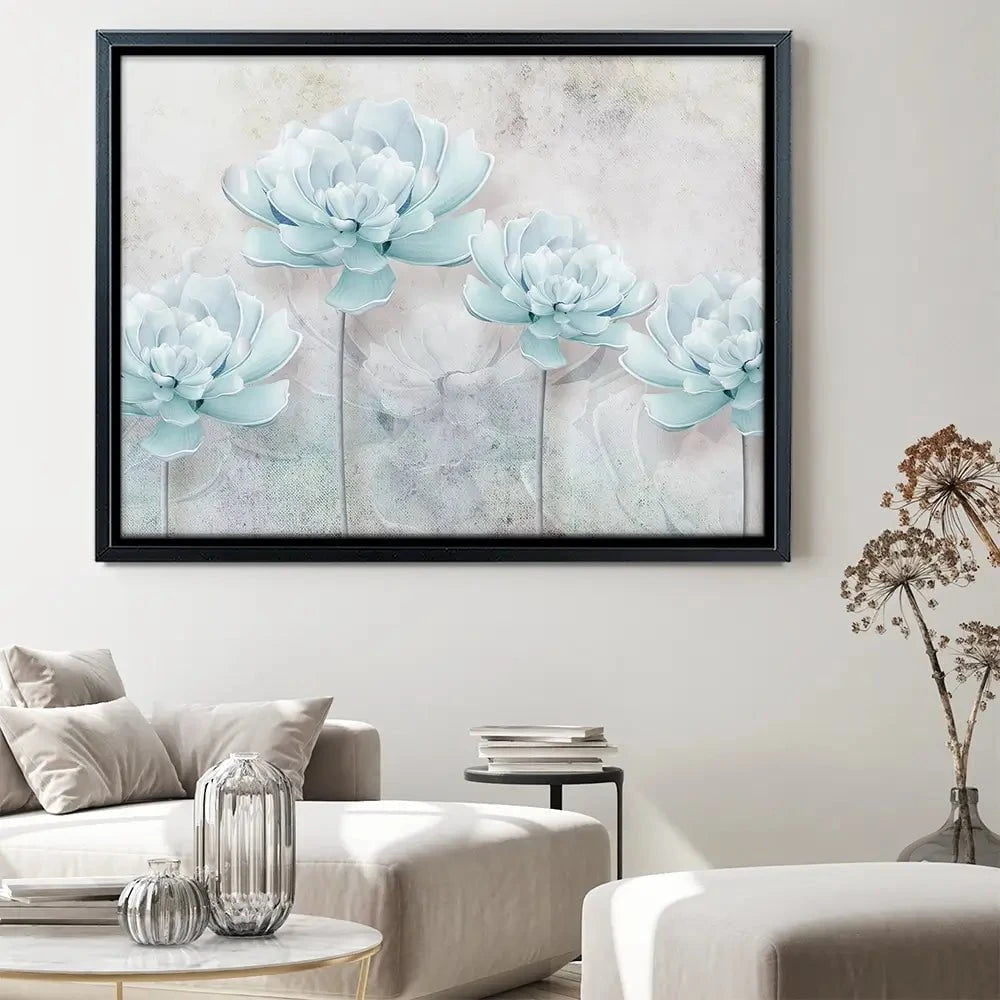 Pale Blue Floral Canvas Print Pale Blue Floral Canvas Print wall art product FLOWER 3D / Shutterstock
