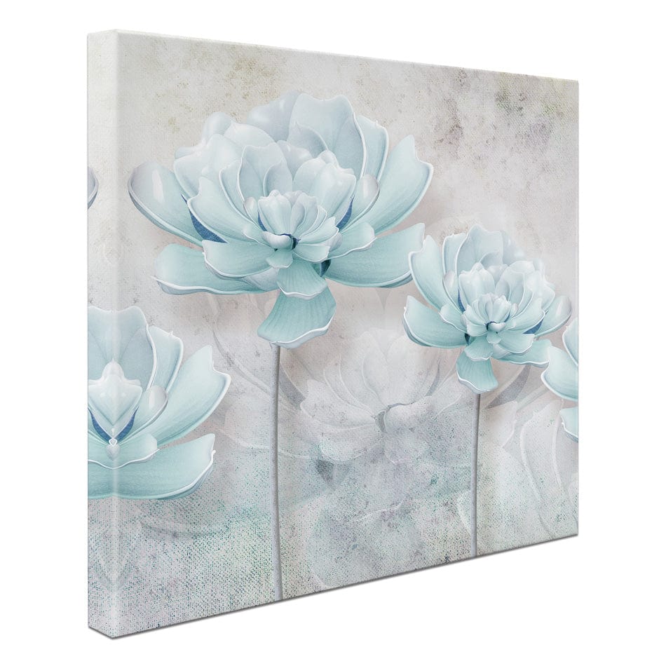 Pale Blue Floral Square Canvas Print wall art product FLOWER 3D / Shutterstock