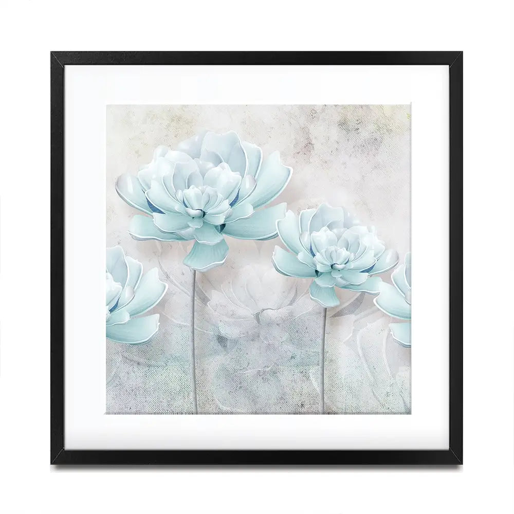 Pale Blue Floral Square Framed Art Print Pale Blue Floral Square Framed Art Print wall art product FLOWER 3D / Shutterstock