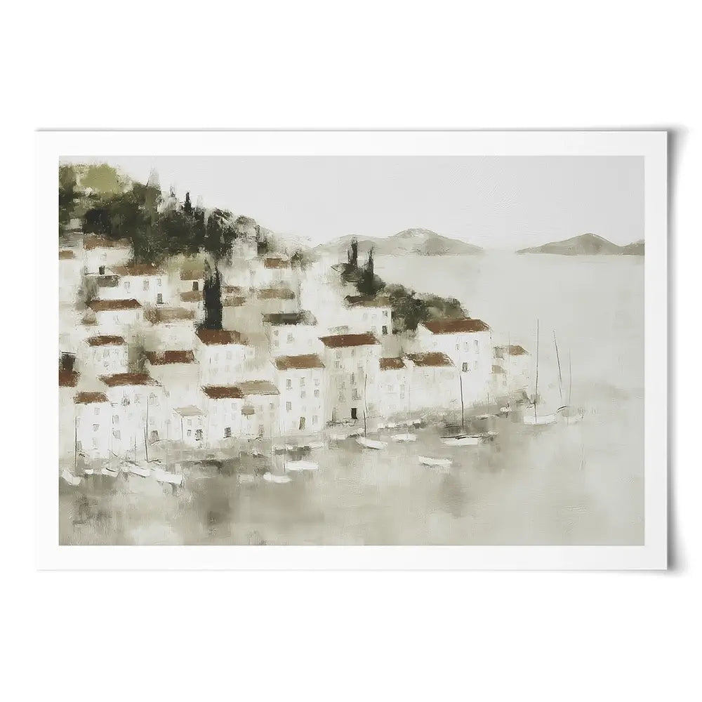 Pale Coastal Village Art Print Pale Coastal Village Art Print wall art product Chromatic Storm Studio