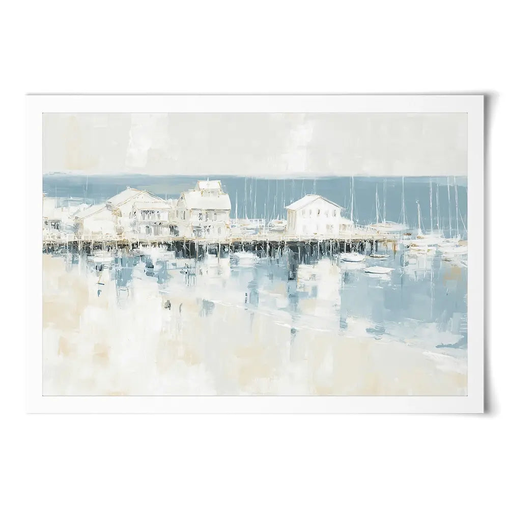 Pale Harbour Of Clapboard Houses Art Print Pale Harbour Of Clapboard Houses Art Print wall art product Chromatic Storm Studio