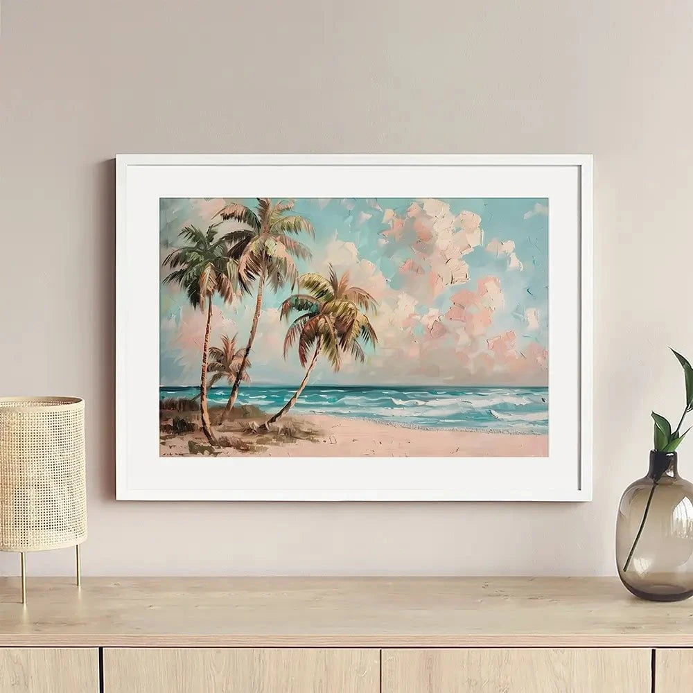 Palm Trees By The Sea Framed Art Print Palm Trees By The Sea Framed Art Print wall art product Art Print Shop