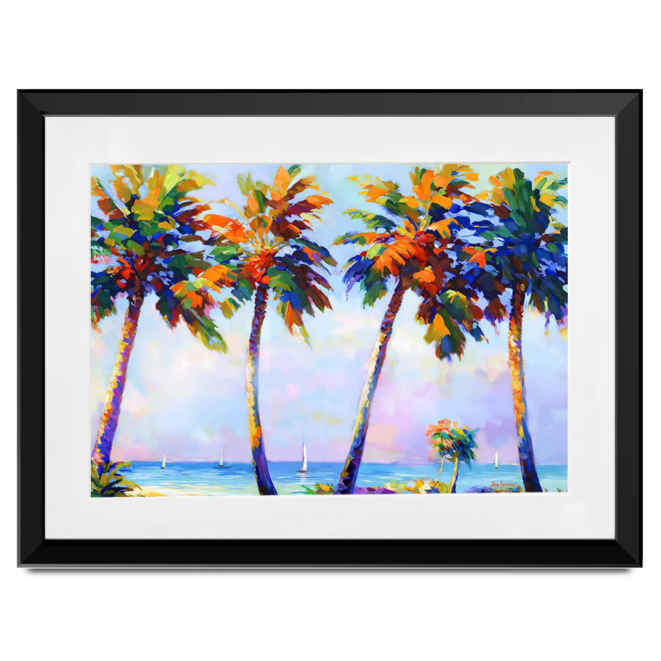 Palm Trees In The Suns Warmth Framed Art Print Palm Trees In The Suns Warmth Framed Art Print wall art product Leon Devenice