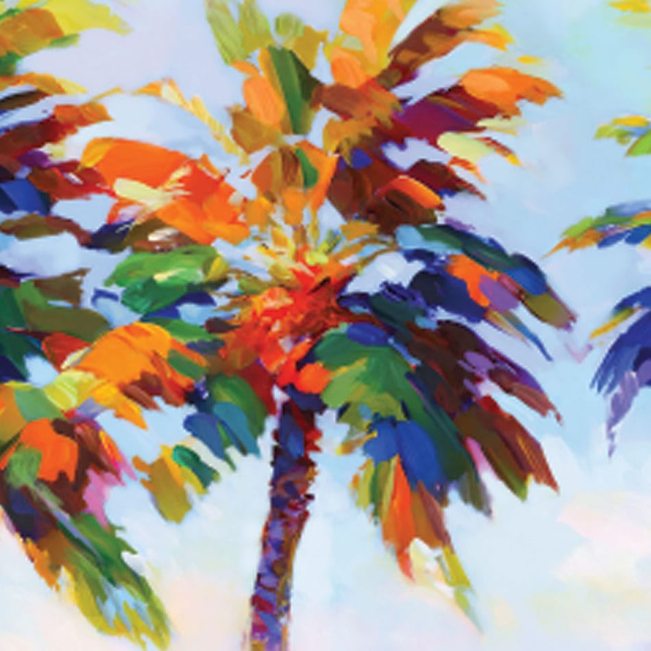 Palm Trees In The Suns Warmth Framed Art Print wall art product Leon Devenice