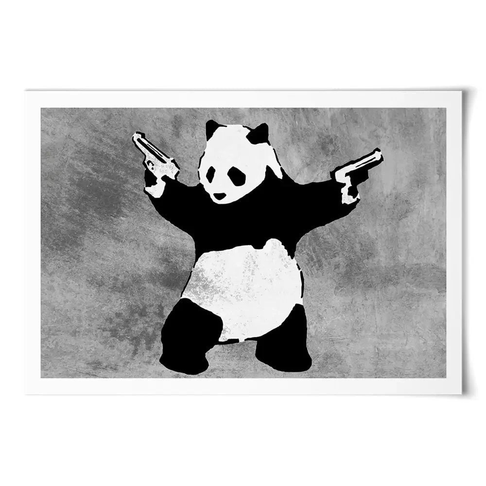 Panda Holding Guns Art Print Panda Holding Guns Art Print wall art product Banksy