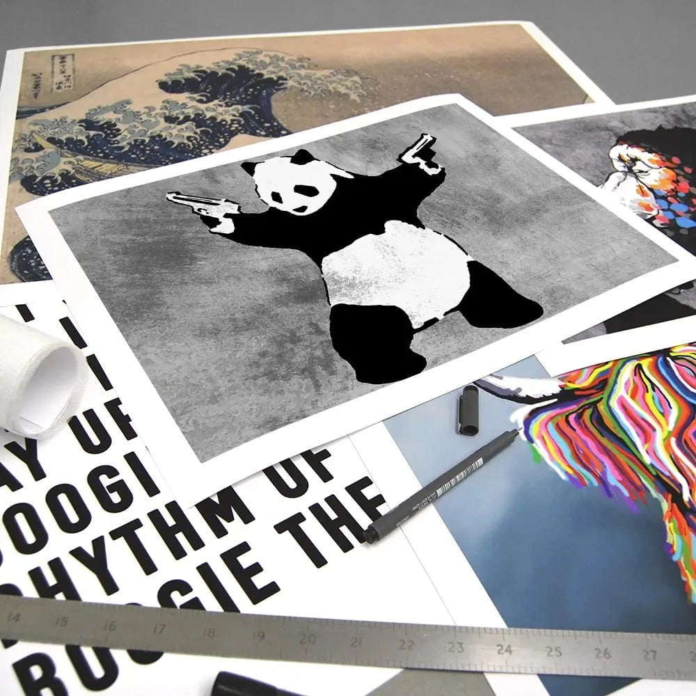 Panda Holding Guns Art Print Panda Holding Guns Art Print wall art product Banksy