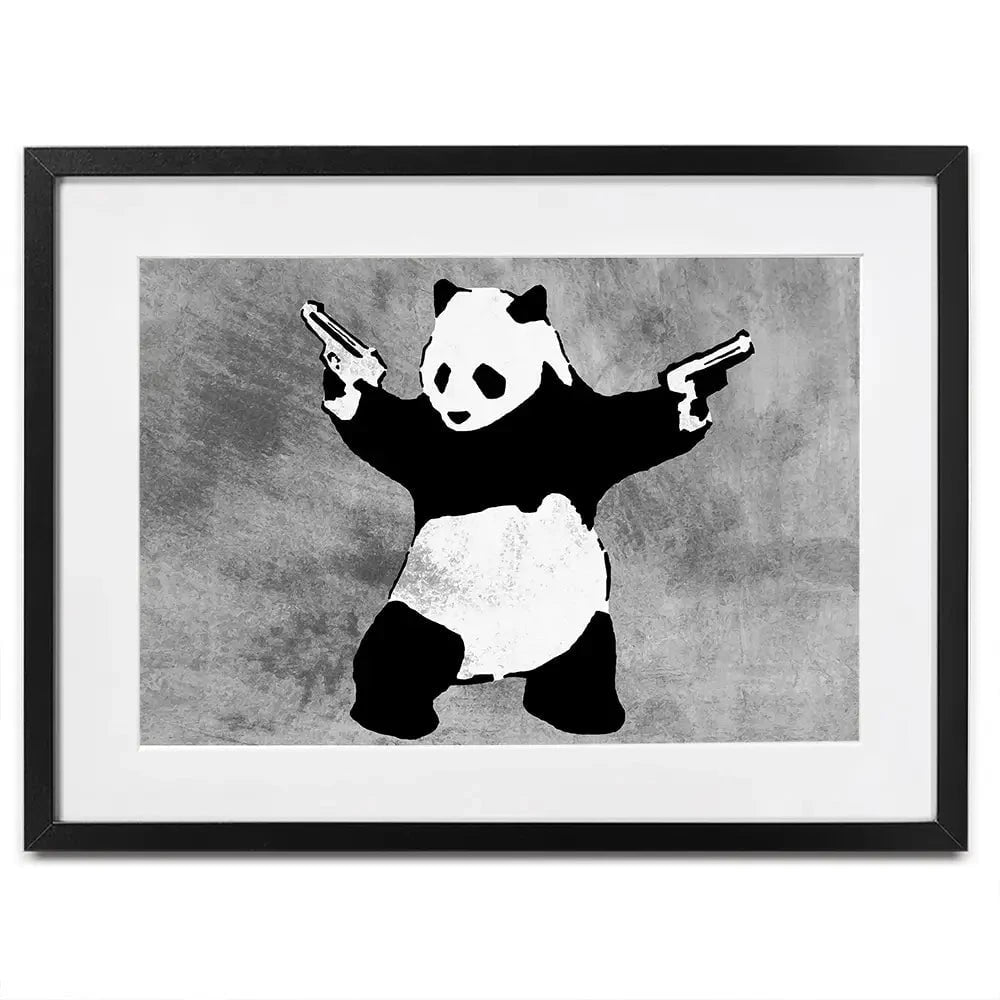 Panda Holding Guns Framed Art Print Panda Holding Guns Framed Art Print wall art product Banksy