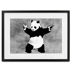 Panda Holding Guns Framed Art Print Panda Holding Guns Framed Art Print wall art product Banksy