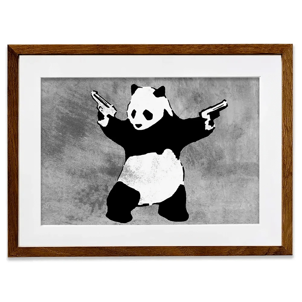 Panda Holding Guns Framed Art Print Panda Holding Guns Framed Art Print wall art product Banksy